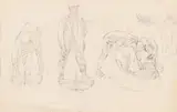Gathering potatoes, folkestone by Thomas Hennell, Pencil and charcoal, offered Mar 2024