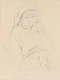 Romilly sitting by Augustus John, pencil, sold Mar 2024