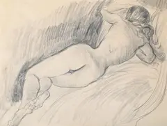 Reclining nude by Jacob Epstein, drawing, offered Mar 2024