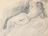 Reclining nude by Jacob Epstein, drawing, offered Mar 2024