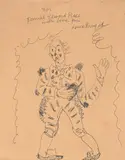 Clown holding a heart by Laura Knight, Pen, offered Mar 2024