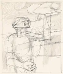 Standing man by Keith Vaughan, Pencil and wash, offered Mar 2024