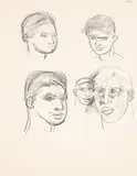Head studies by Keith Vaughan, 1953, Pencil, offered Mar 2024