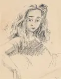 Study of a girl, head and shoulder by Mervyn Peake, drawing, sold Mar 2024