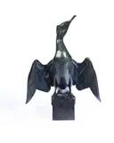 Cormorant by Geoffrey Dashwood, Bronze with a green/black patina, sold Mar 2024