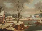 Winter landscape with figures skating by Gerard van Edema, Oil on canvas, offered Feb 2024