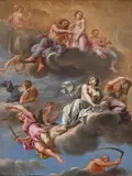 Psyche received on olympus by Louis Laguerre, Oil on canvas, sold Feb 2024