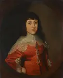 Half length portrait of a boy said to be charles ii by Gilbert Jackson, Oil on canvas, feigned oval, sold Feb 2024