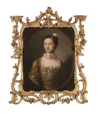 Portrait of a lady by Thomas Frye, 1755, Oil on canvas, feigned oval, sold Feb 2024