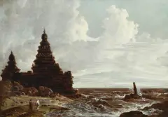 The shore temple by Thomas Daniell R.a., Oil on mahogany panel, sold Feb 2024