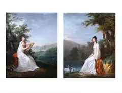 Adèle auguié and aglaé ney (neé auguié) by François Kinson, Oil on canvas, a pair, sold Feb 2024