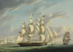 The 'john o'gaunt' in two positions off dover by Robert Dodd, Oil on canvas, sold Feb 2024