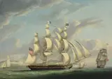 The 'john o'gaunt' in two positions off dover by Robert Dodd, Oil on canvas, sold Feb 2024