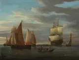 Shipping at anchor by John Ward, Oil on canvas Indistinctly signed, sold Feb 2024