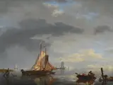 Boats in a calm on the scheldt by Johannes Hermanus Koekkoek, Oil on panel, offered Feb 2024