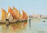 View over the palazzo ducale by Antonietta Brandeis, Oil on board, sold Feb 2024