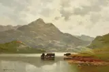 Cattle in a highland landscape by Alfred Fontville de Breanski Junior, Oil on canvas, sold Feb 2024