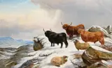 Winter pastures by Charles Jones, Oil on canvas, sold Feb 2024