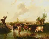 Landscape and cattle by Thomas Sidney Cooper, Oil on canvas, offered Feb 2024
