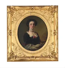 O.m., r.a. (british 1819-1909), a girl with a fan by William Powell Frith, Oil on panel, oval, sold Feb 2024