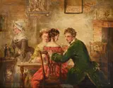 O.m., r.a. (british 1819-1909), a card party, the vicar of wakefield by William Powell Frith, Oil on panel, sold Feb 2024