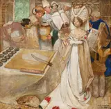 Queen of hearts by Frank Cadogan Cowper, Oil on canvas, sold Feb 2024