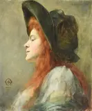 PORTRAIT OF A RED HAIRED LADY Oil on canvasSigned by Alexina Macritchie, Oil on canvas, sold Feb 2024