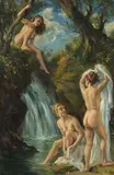 Nudes bathing by George Owen Wynne Apperley, Oil on canvas, sold Feb 2024