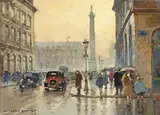Place vendome sous la pluie by Édouard Cortès, Oil on canvas, sold Feb 2024