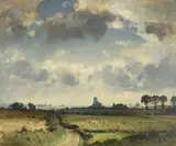 The lane, toft monks church by John Alfred Arnesby Brown, Oil on canvas, sold Feb 2024