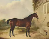Columbine and groom in a stall by Edward Walter Webb, Oil on canvas, a pair, sold Feb 2024