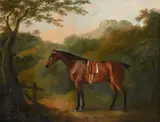 A saddled hunter in a landscape by John Boultbee, Oil on canvas, sold Feb 2024