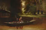 Anglers in a punt by Alexander Frederick Rolfe, Oil on canvas, sold Feb 2024