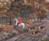 The hunt by Jules Gélibert, Oil on canvas, offered Feb 2024