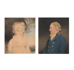 Portraits of frederick and ellen ray of abingdon by John Downman, Watercolour and pencil, offered Feb 2024