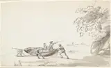 Seamen and an officer launching a ship's boat by William Anderson, Pen, ink, and grey-brown wash, offered Feb 2024
