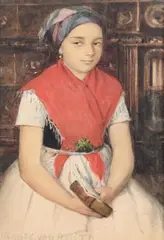 Girl with a prayer book by Horace van Ruith, Watercolour, sold Feb 2024