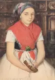 Girl with a prayer book by Horace van Ruith, Watercolour, sold Feb 2024