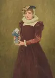 Young girl with a vase of flowers by James Dromgole Linton, Watercolour, sold Feb 2024