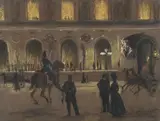 Figures before the paris opera house at night by Franz Skarbina, bronze, sold Feb 2024