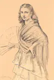El abanico by George Owen Wynne Apperley, Chalk and pencil on paper, sold Feb 2024