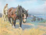 Over the uplands by Lucy Kemp-Welch, Pastel, sold Feb 2024