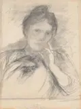 Buste de femme accoudée by Eugène Carrière, Pencil on paper, sold Feb 2024