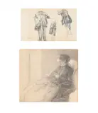 Seated woman reading by Charles Emmanuel Serret, Pencil drawing, offered Feb 2024