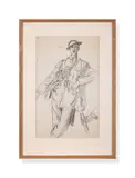 Canadian soldiers, travelling between the Somme, Lens & Liévin by Augustus John, Ink, sold Jan 2024