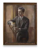 Portrait of ian grant seated by James Ardern Grant, 1951, Pastel on canvas, sold Jan 2024