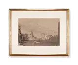 Raglan castle by Pietro Annigoni, Watercolour, ink and wash Indistinctly signed, titled and inscribed, sold Jan 2024