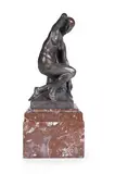 An art deco bronzed terracotta figure of a bathing female nude by François Popineau, sculpture, sold Jan 2024