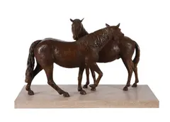 A bronze group of two ponies by Sukey Erland, BRONZE, sold Jan 2024