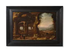 Orientalist figures in a grotto by Rombout van Troyen, Oil on panel, offered Jan 2024